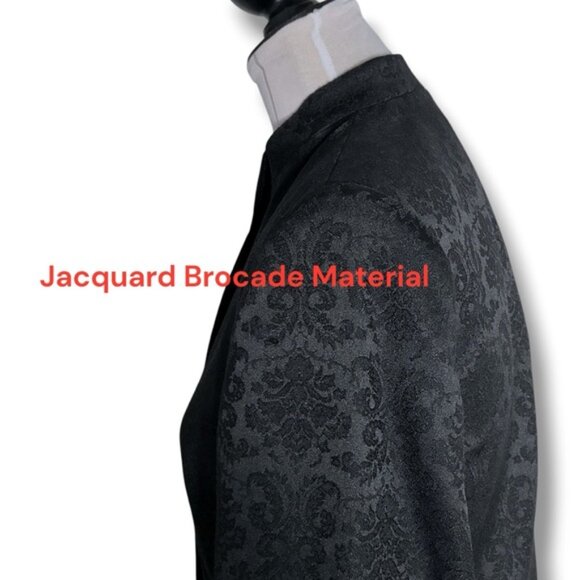 Amanda Smith Coat Dressy Elegant Jacquard Damask Brocade Black Size 6 Petite - Picture 8 of 16